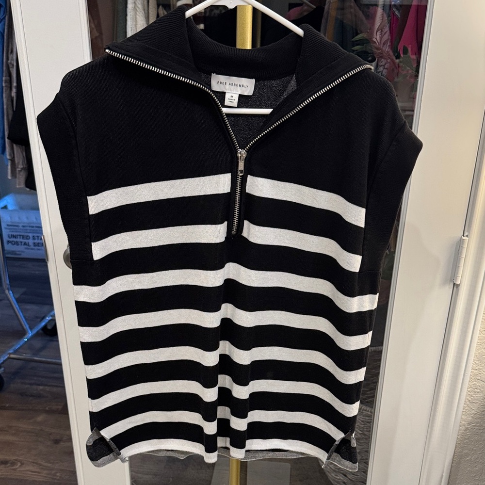 Bare Necessities Black and White Striped V-Neck Sweater